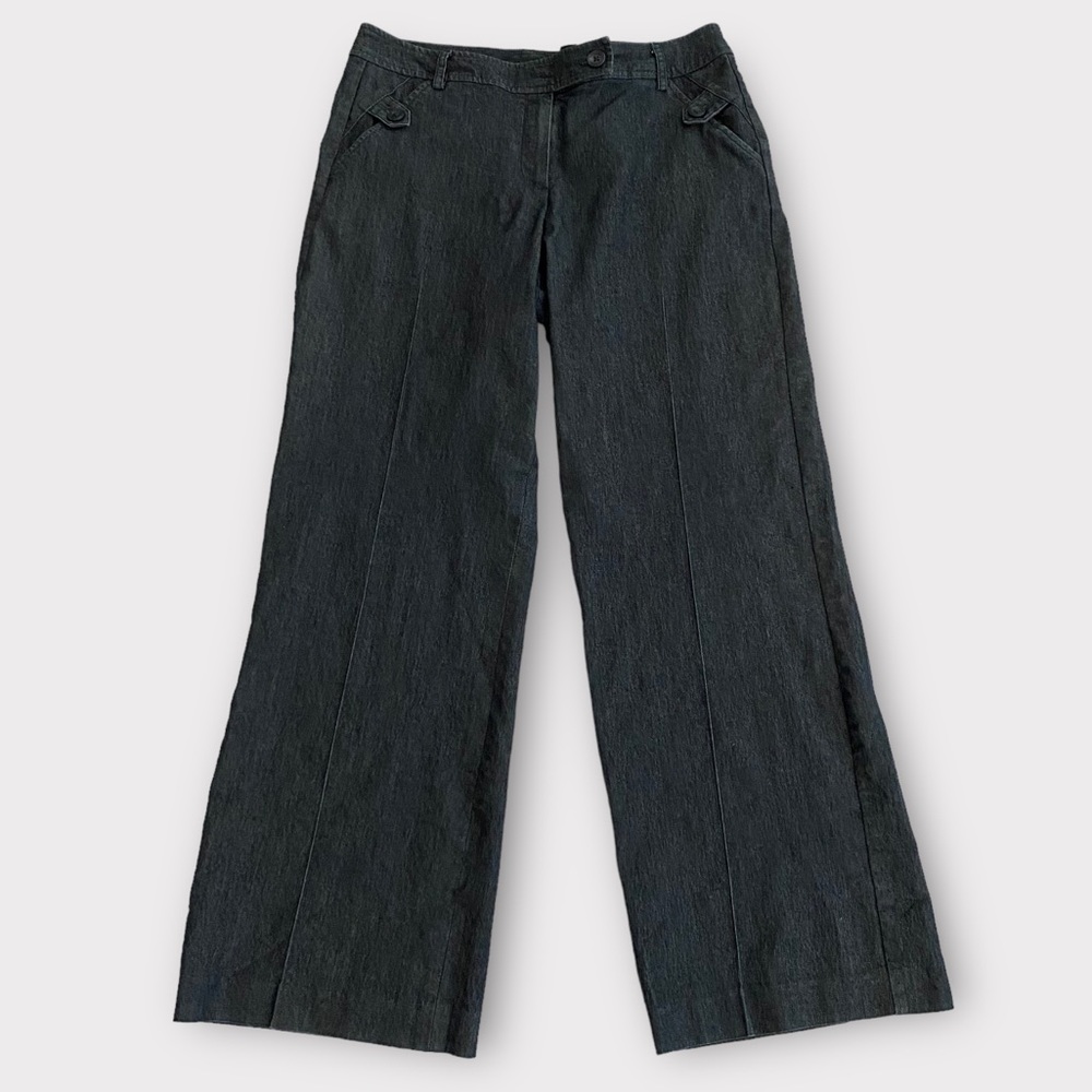 Sandro Sportswear Women’s Pants Size 10 Wide Leg Pleated Front Mid Rise Navy